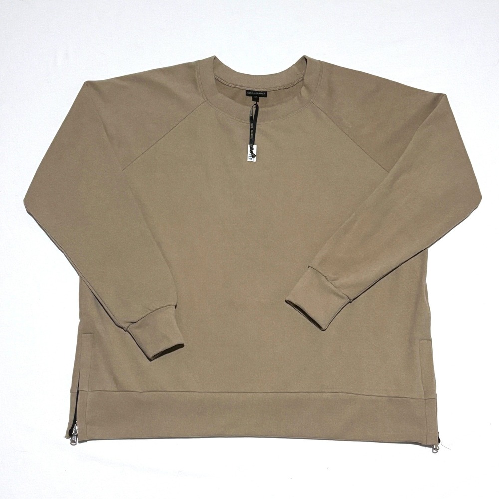 New Coco + Carmen Sweatshirt Womens L/XL Tan Side Zip Raglan Pullover Crewneck